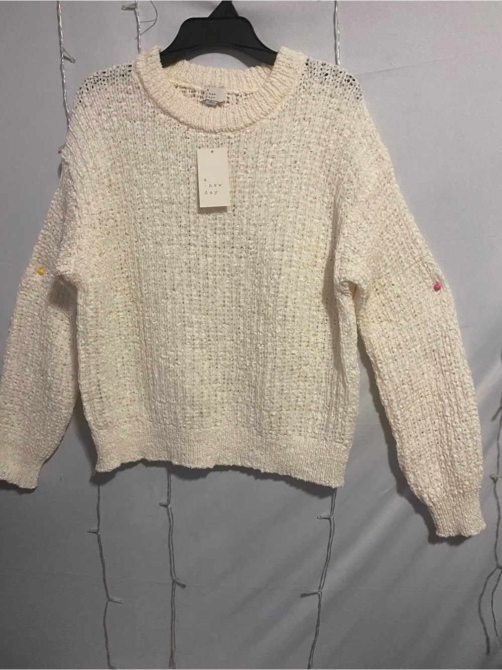 a new day Cream Textured Crewneck Sweater